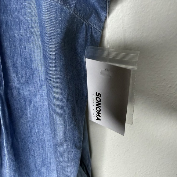 New Sonoma Denim Pintuck Sleeveless Mini Dress Pockets Women's XL Cotton Classic - Picture 4 of 8